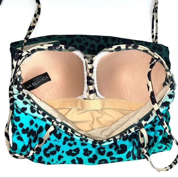 SOLD 💕La Blanca Blue Dip Into The Wild Bandeau Tankini Top - Picture 5 of 12